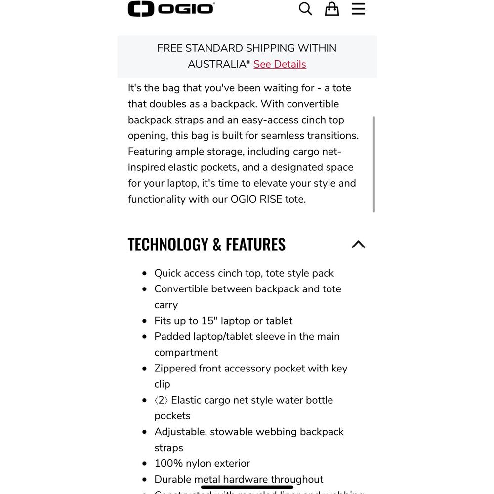 OGIO Cream Drawstring Duffel Backpack - Picture 12 of 13